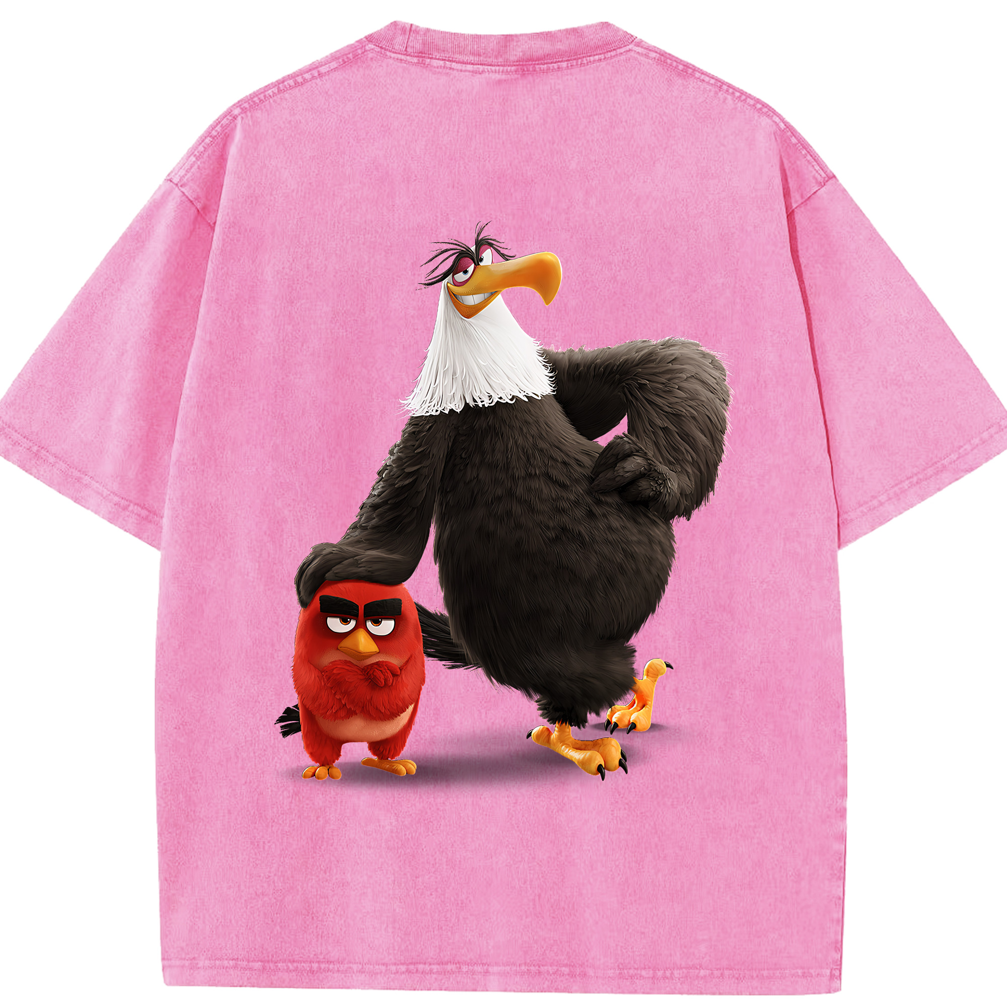 （画像用） Angry Birds アングリーバード 綿100% ヴィンテージ風 半袖Tシャツ（背面プリント）